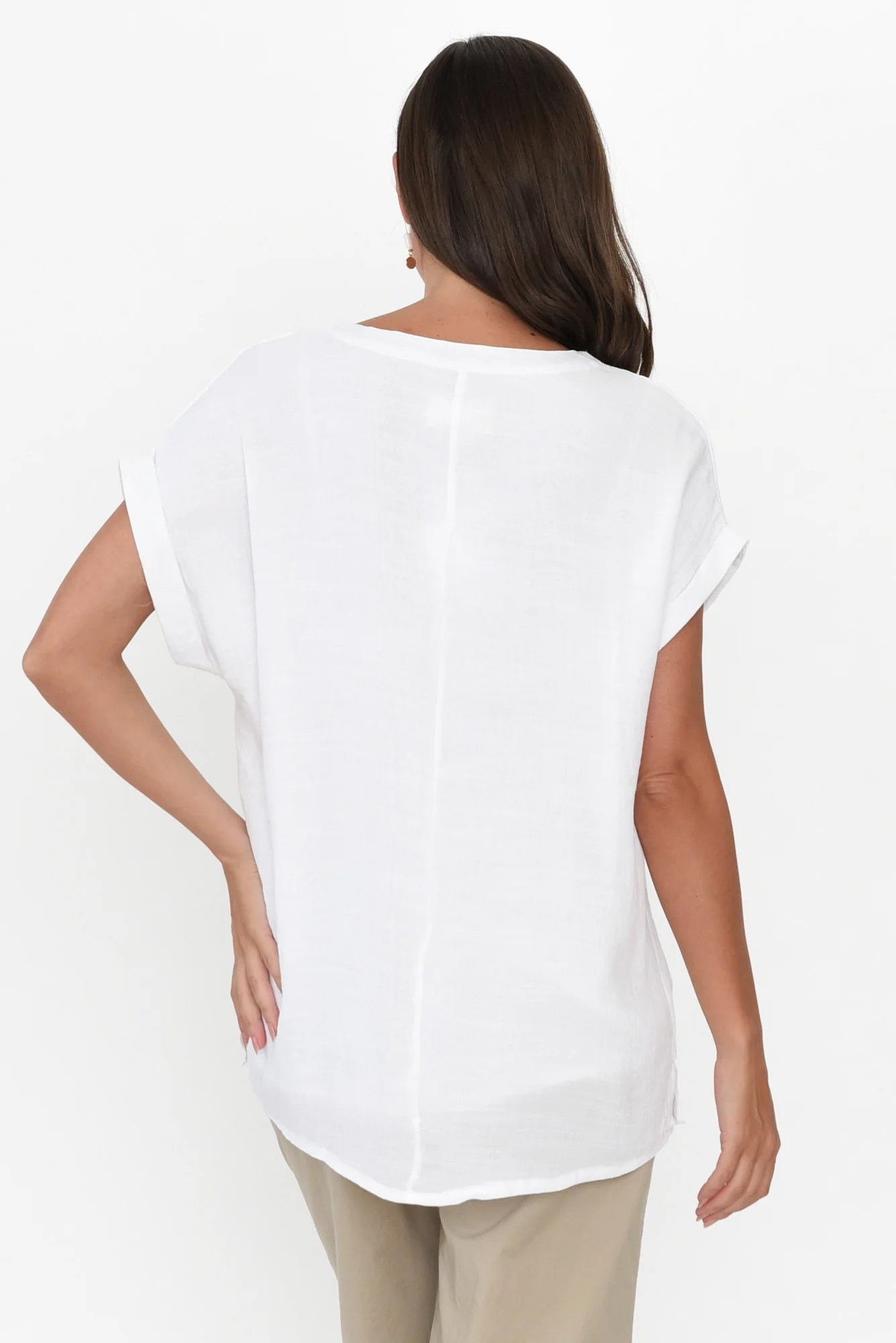 Miray White Cotton Blend Button Top