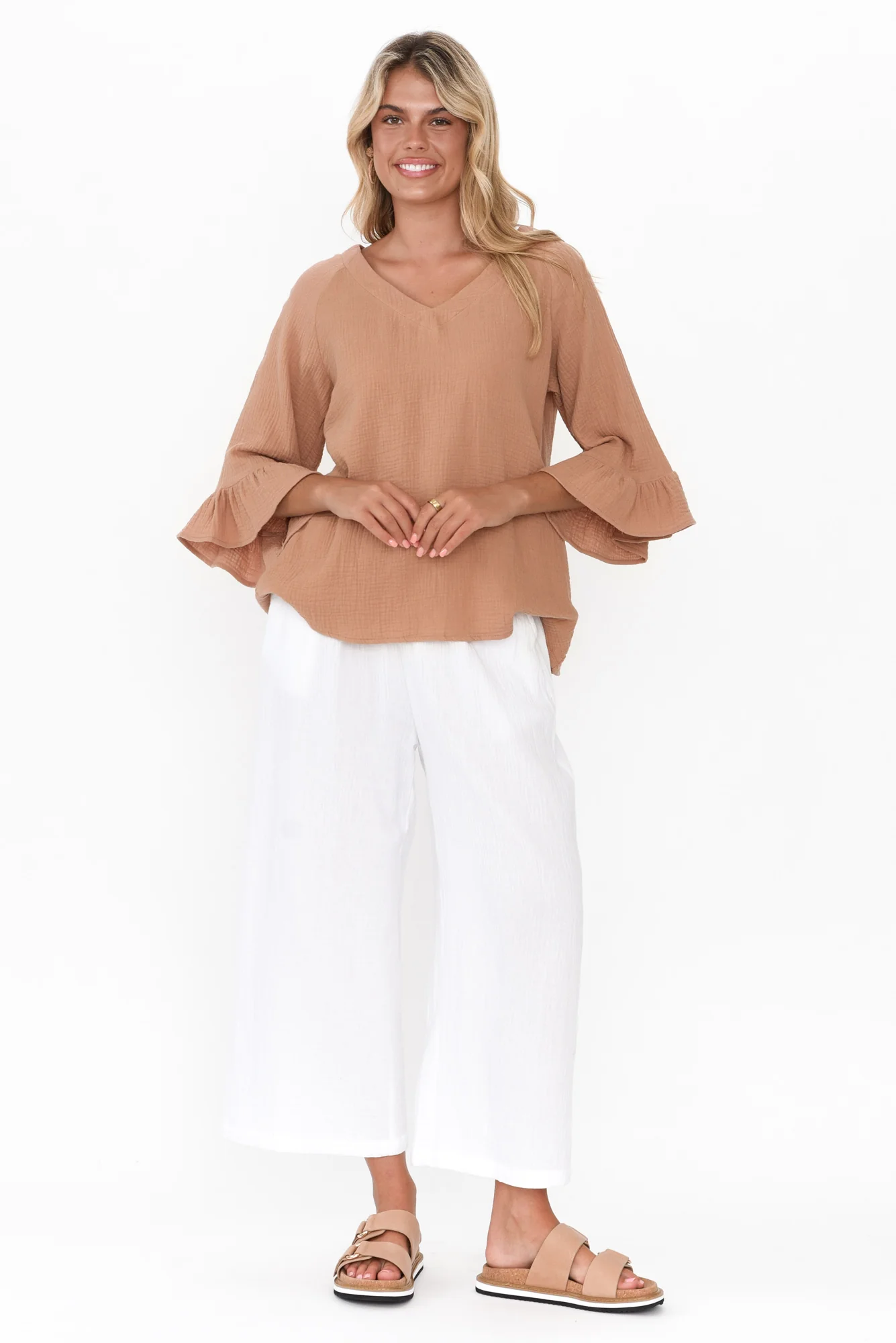 Indila White Cotton Pants