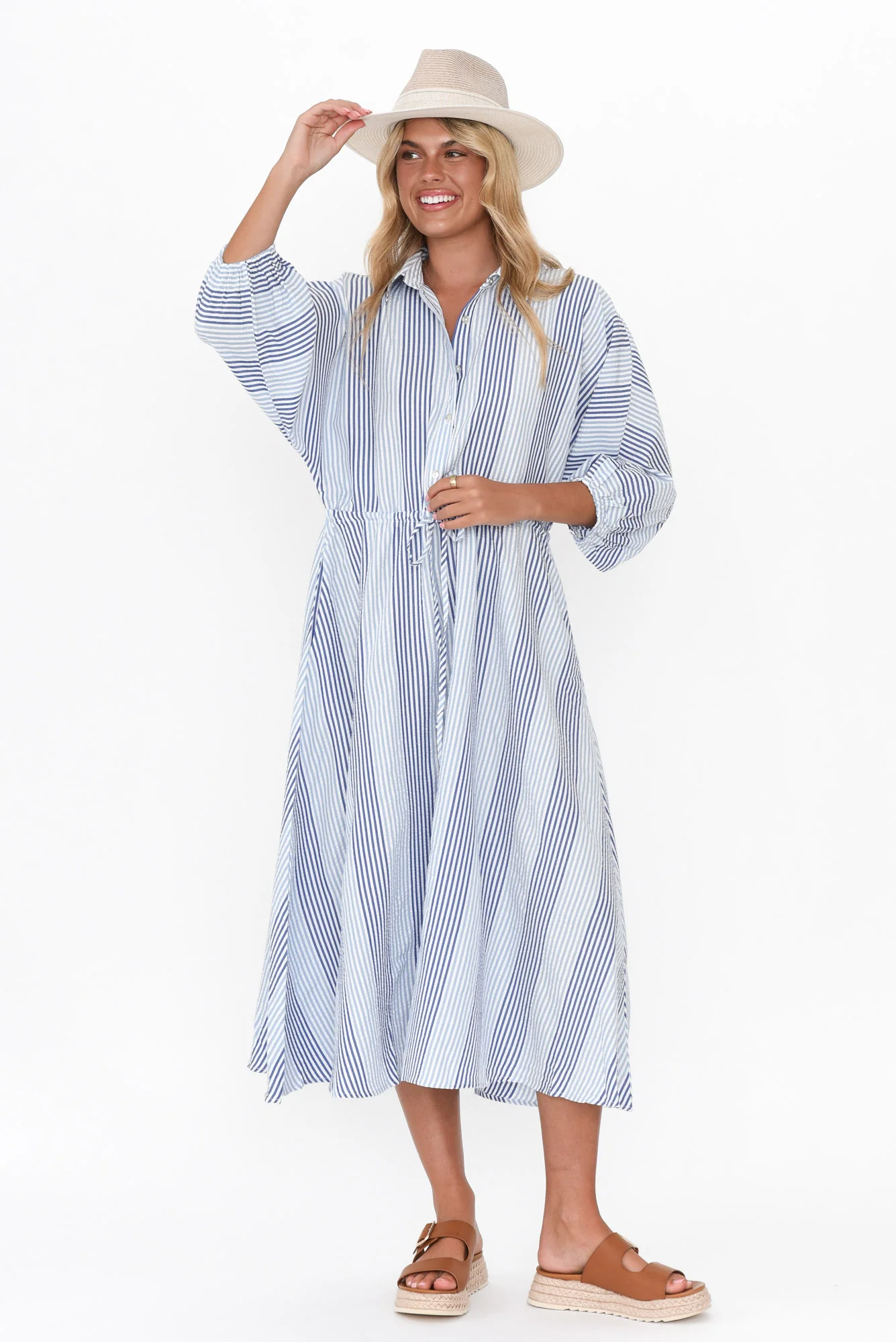 Craig Navy Stripe Seersucker Dress