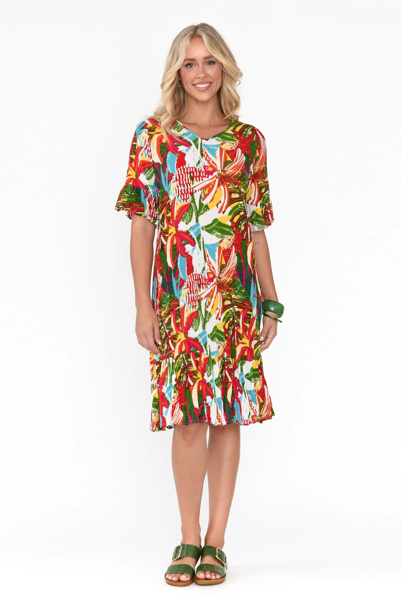 Calla Orange Rainforest Crinkle Dress