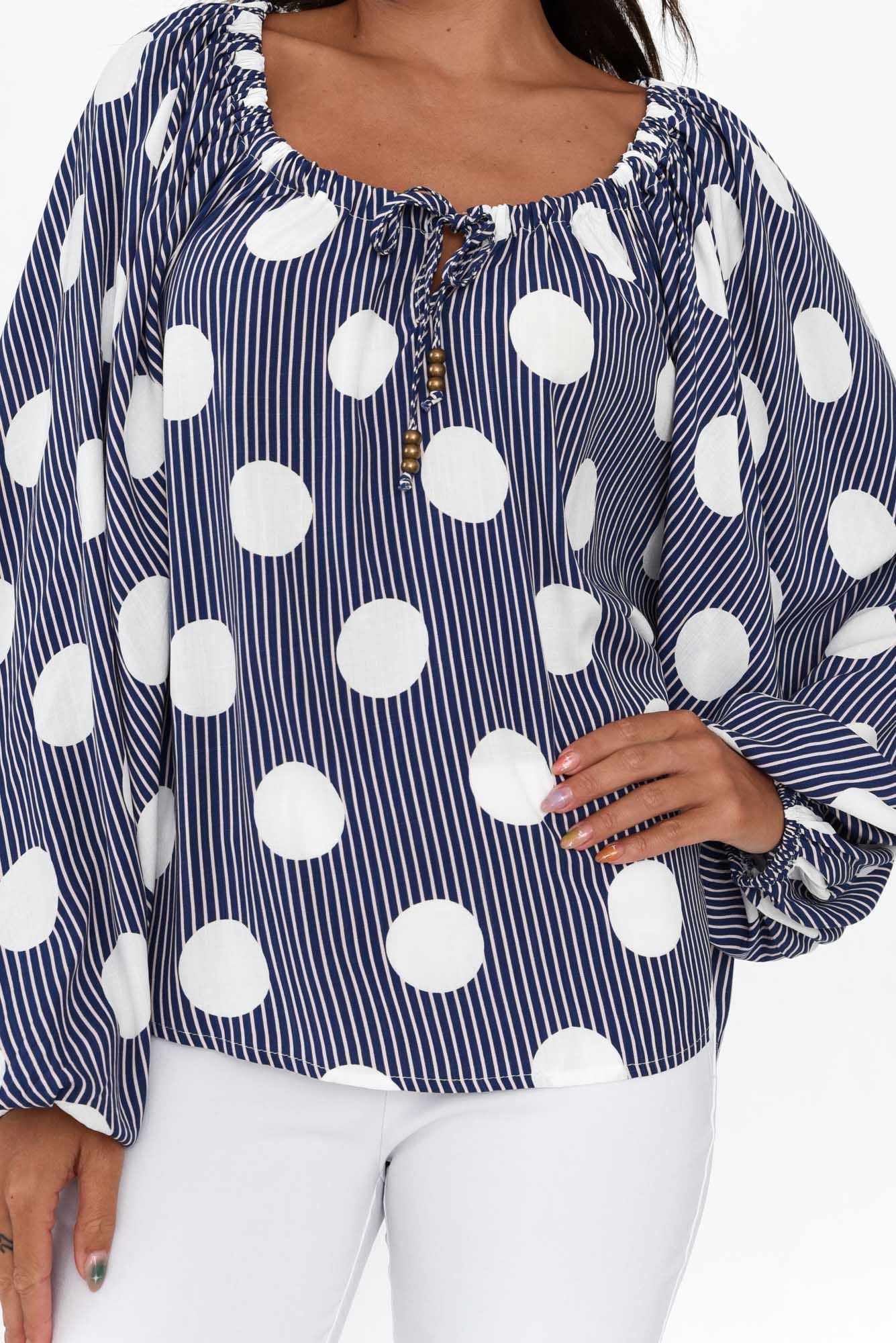 Mika White Spot Tie Top