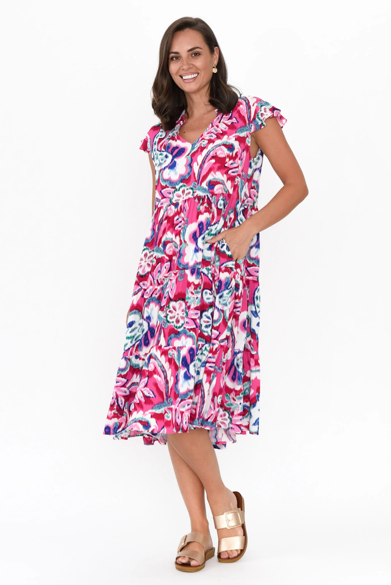 Monika Pink Garden Tier Dress