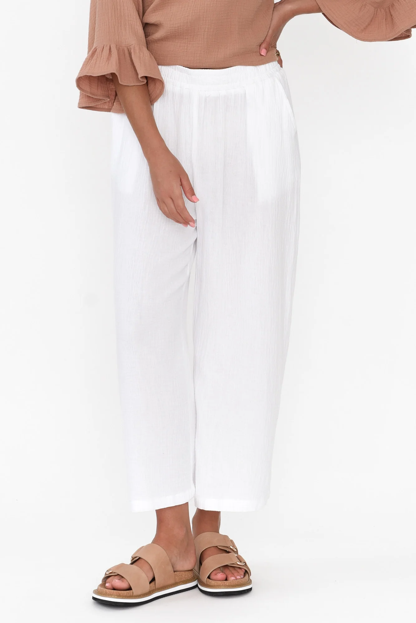 Indila White Cotton Pants