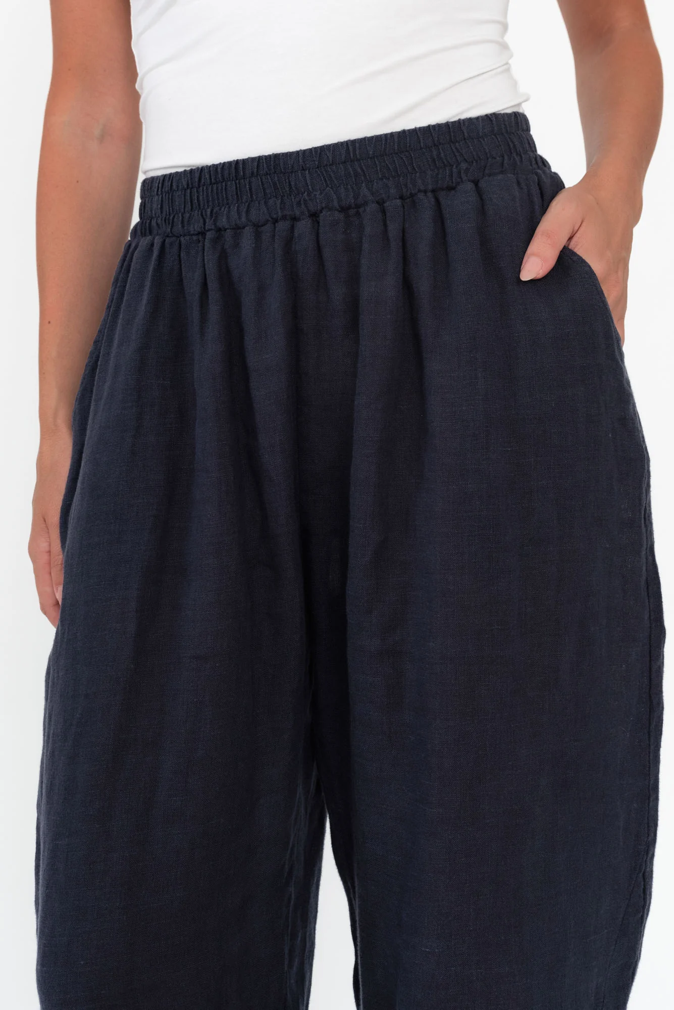 Ataya Navy Linen Pants