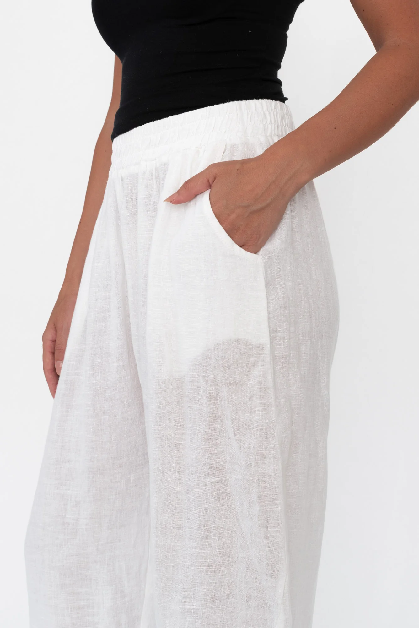 Ataya White Linen Pants