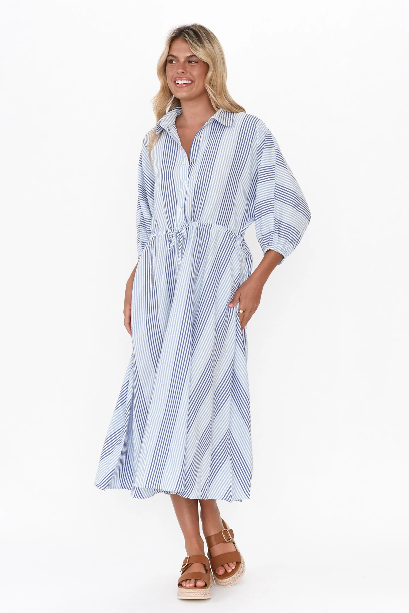 Craig Navy Stripe Seersucker Dress