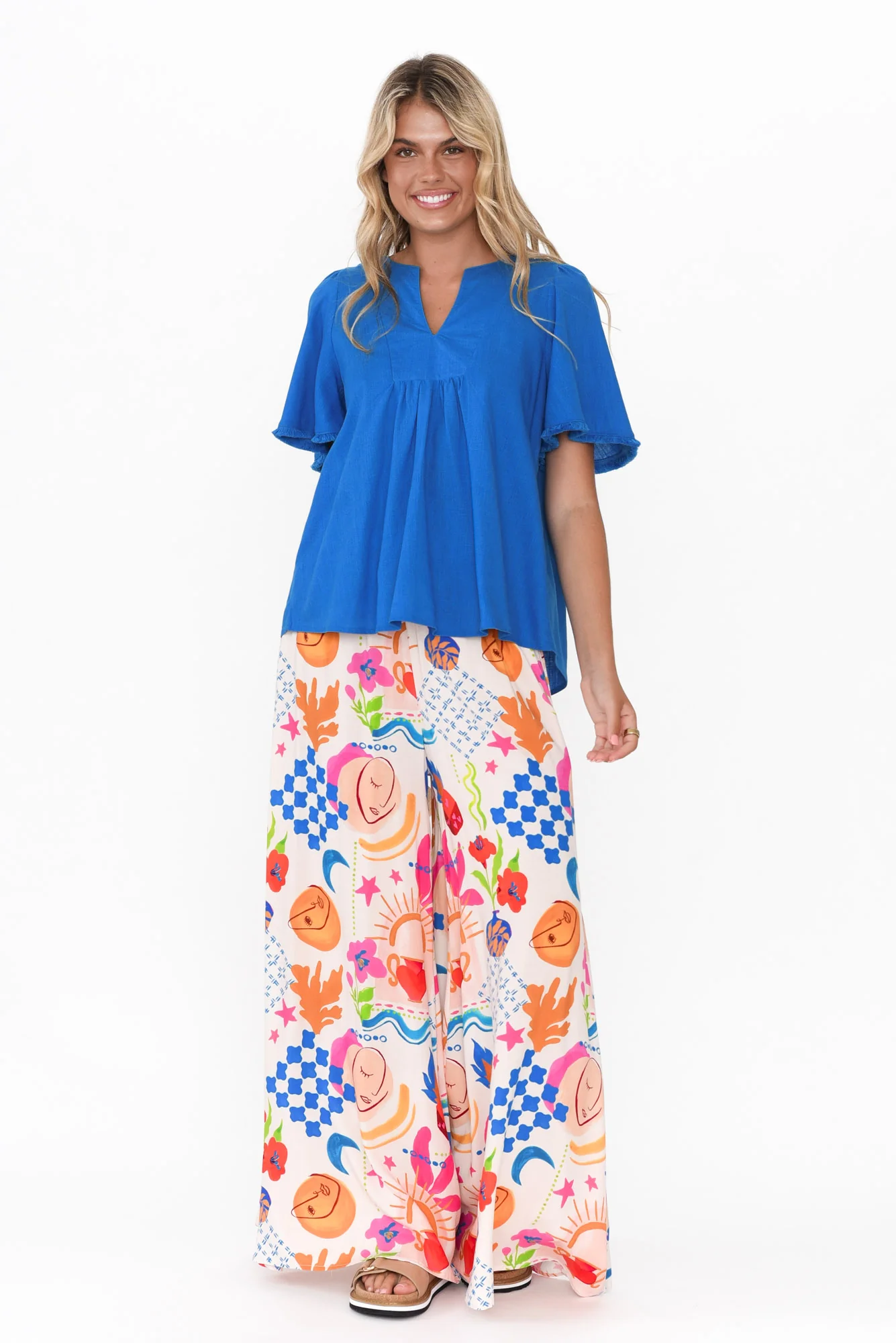 Jennings Cobalt Celestial Wide Leg Pants