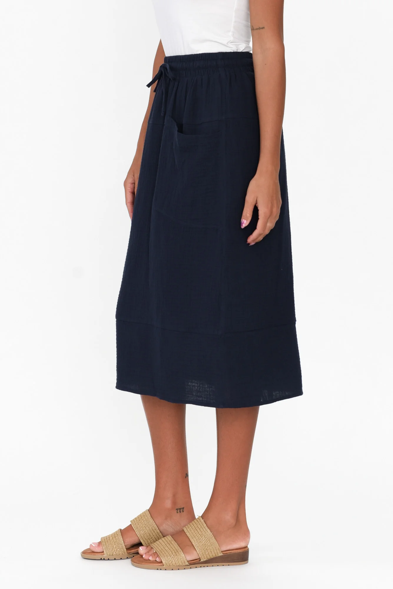 Byron Navy Cotton Skirt