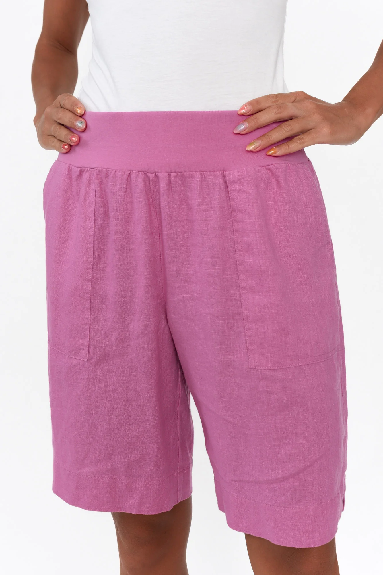 Aster Pink Linen Shorts