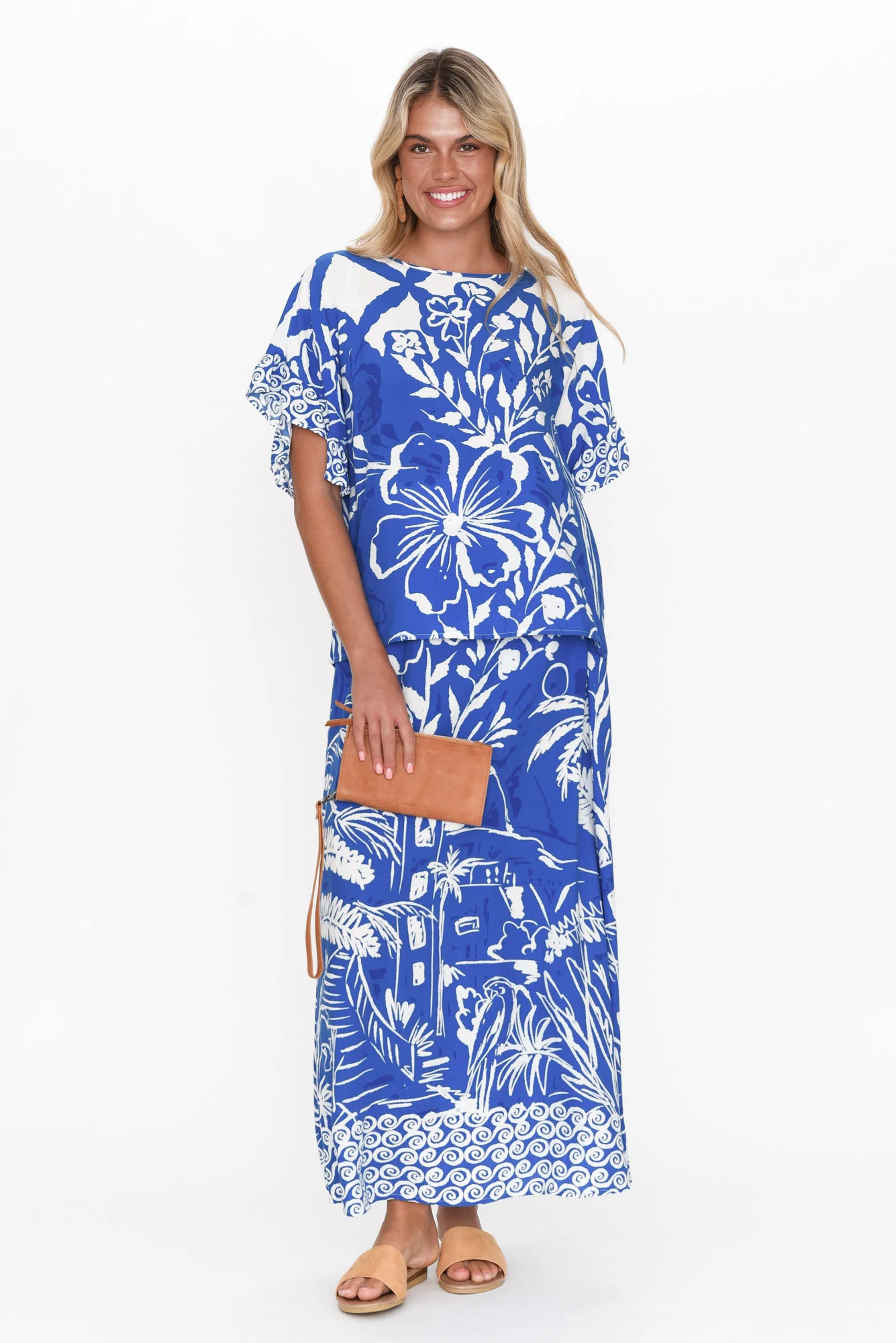 Colter Cobalt Tropical Frill Top
