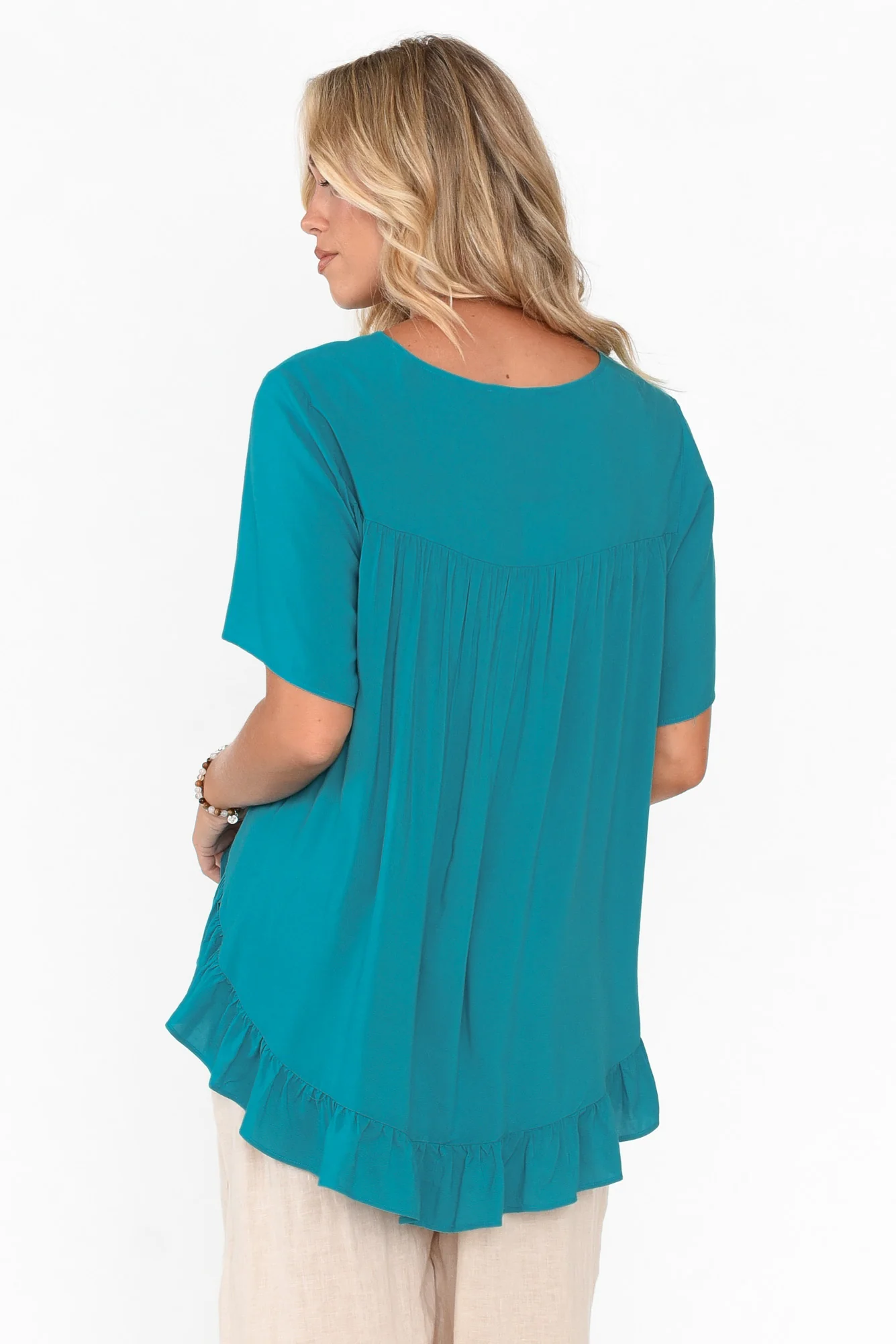 Cheryl Teal Frill Top