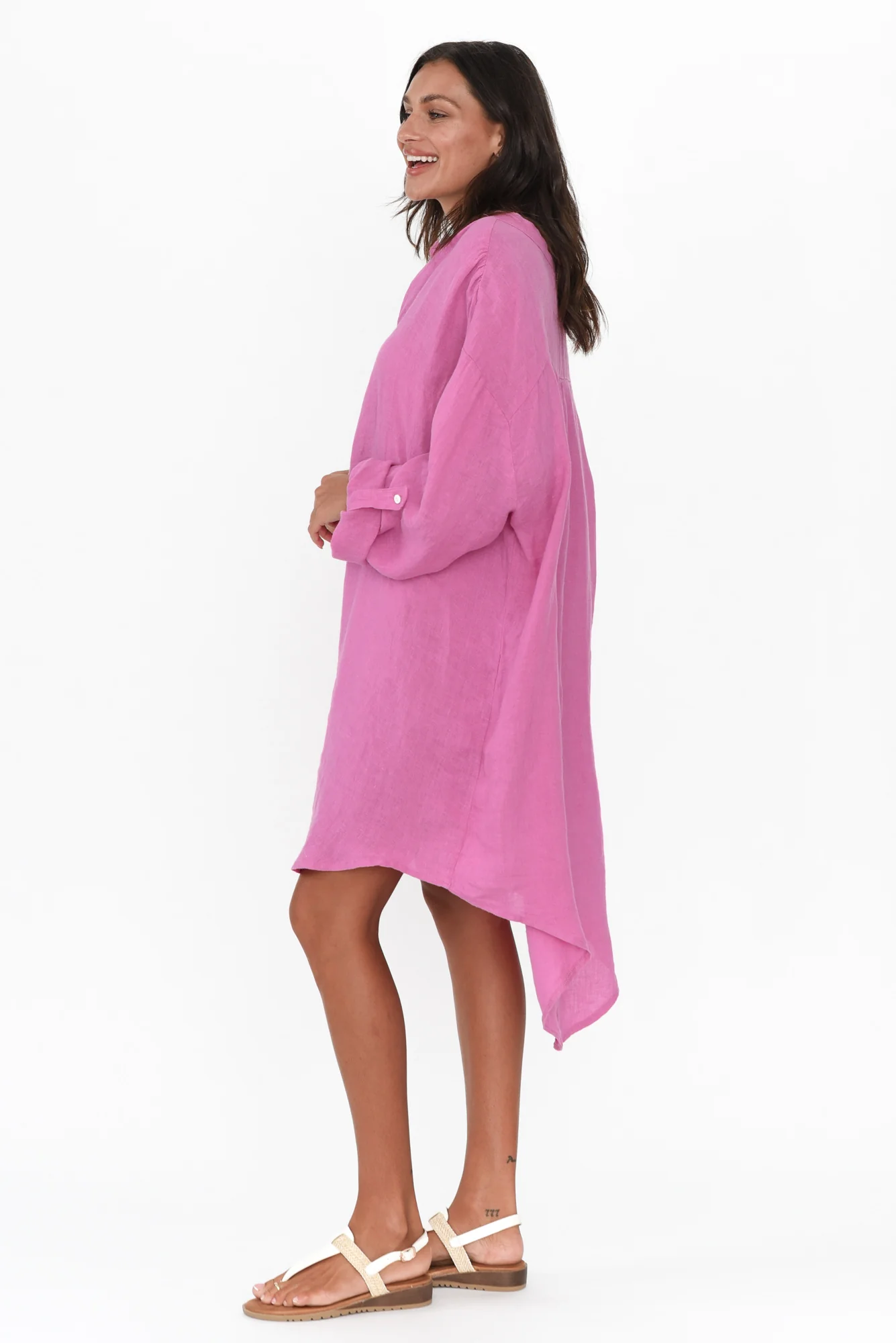 Mischa Pink Linen Shirt Dress