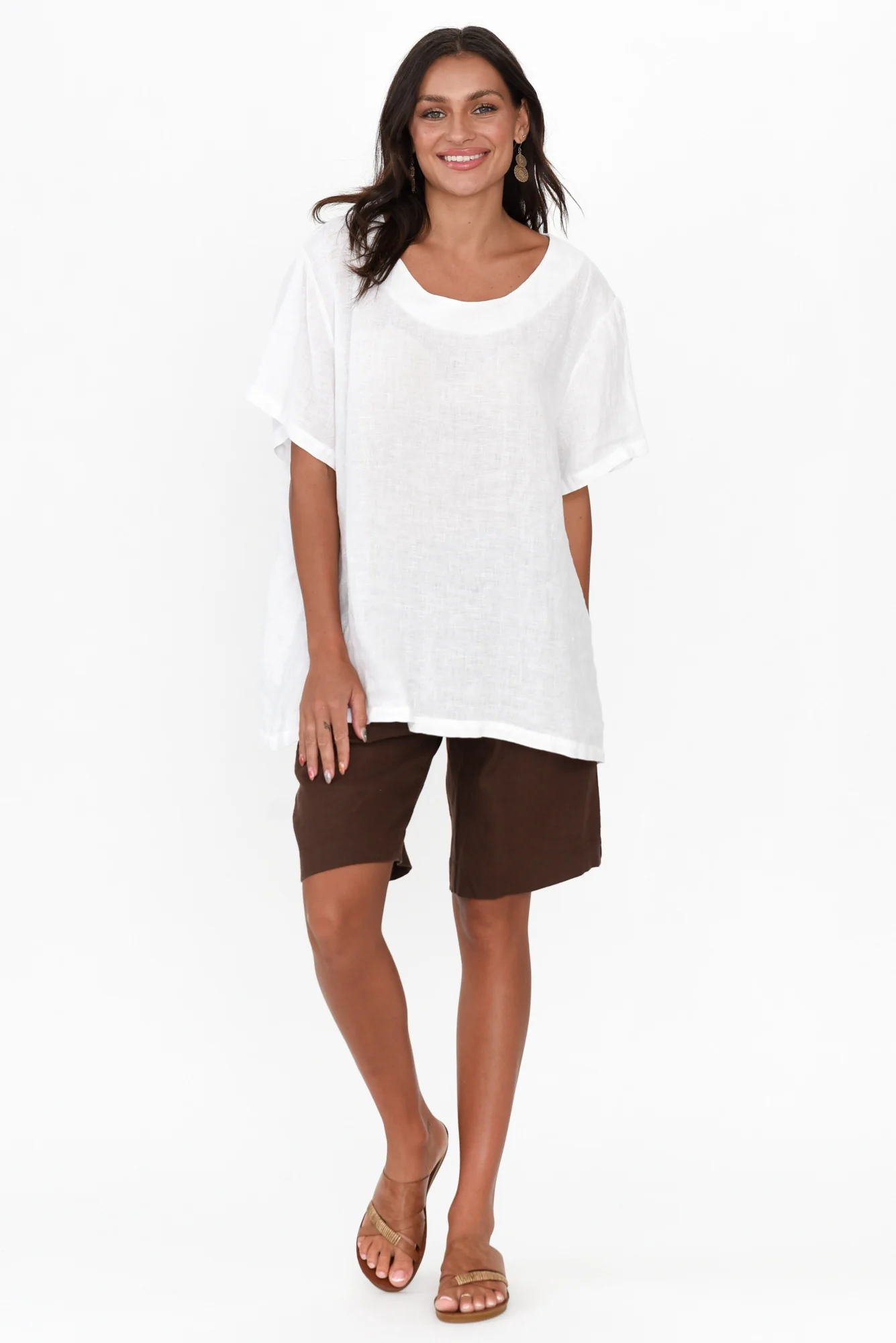 Aster Brown Linen Shorts