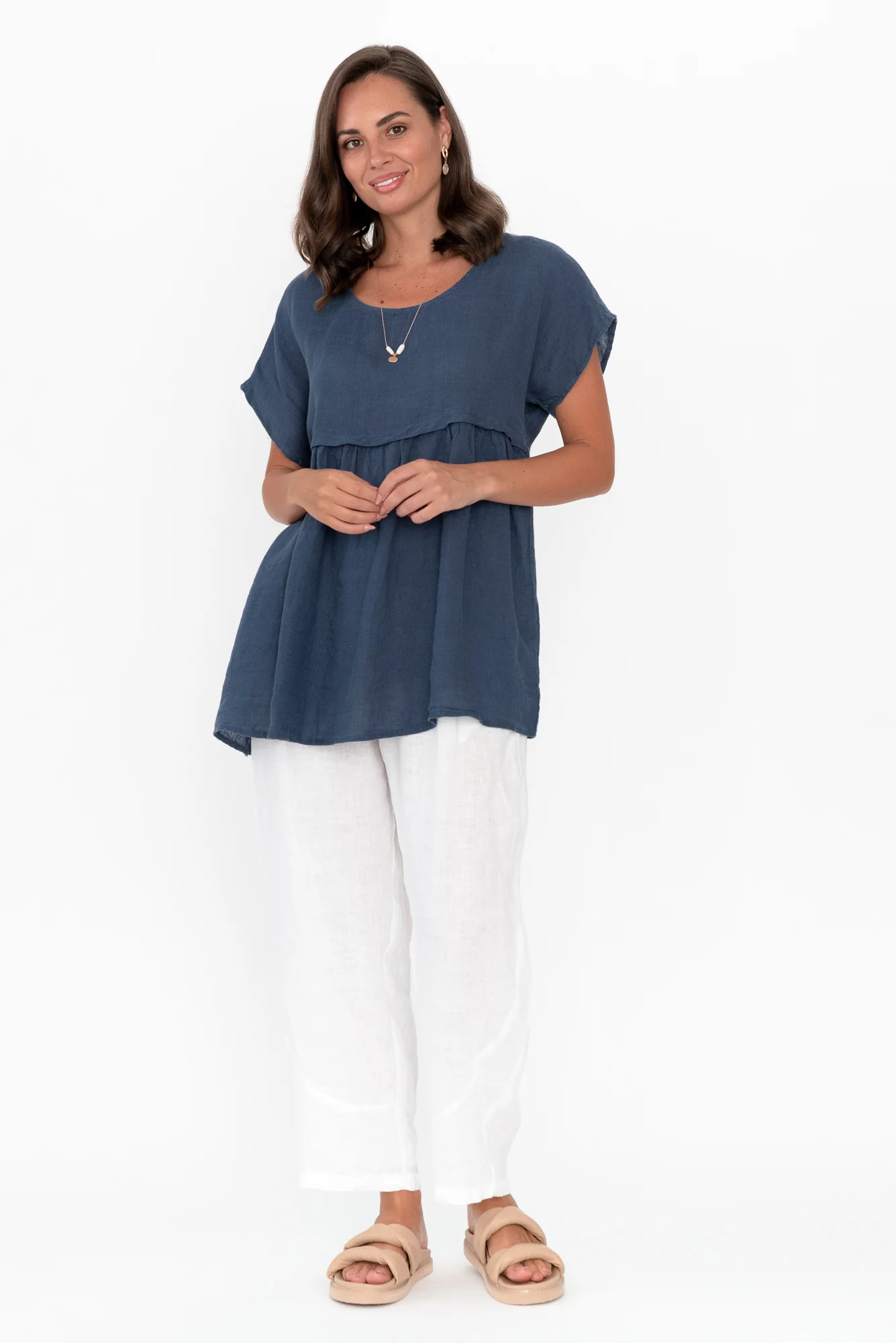 Ataya White Linen Pants