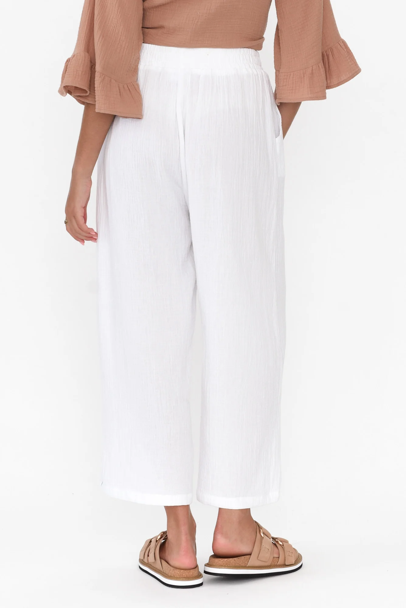 Indila White Cotton Pants