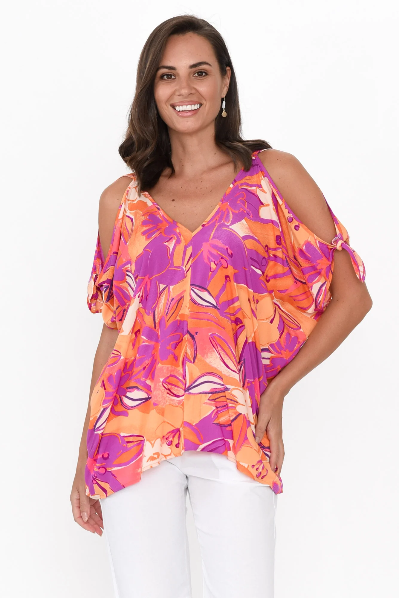 Avalee Pink Bloom Cold Shoulder Top