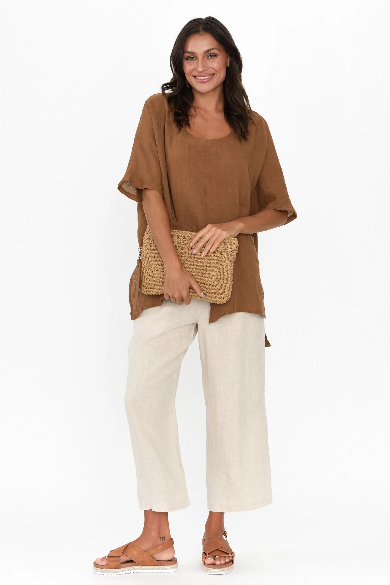 Sura Mocha Linen Top