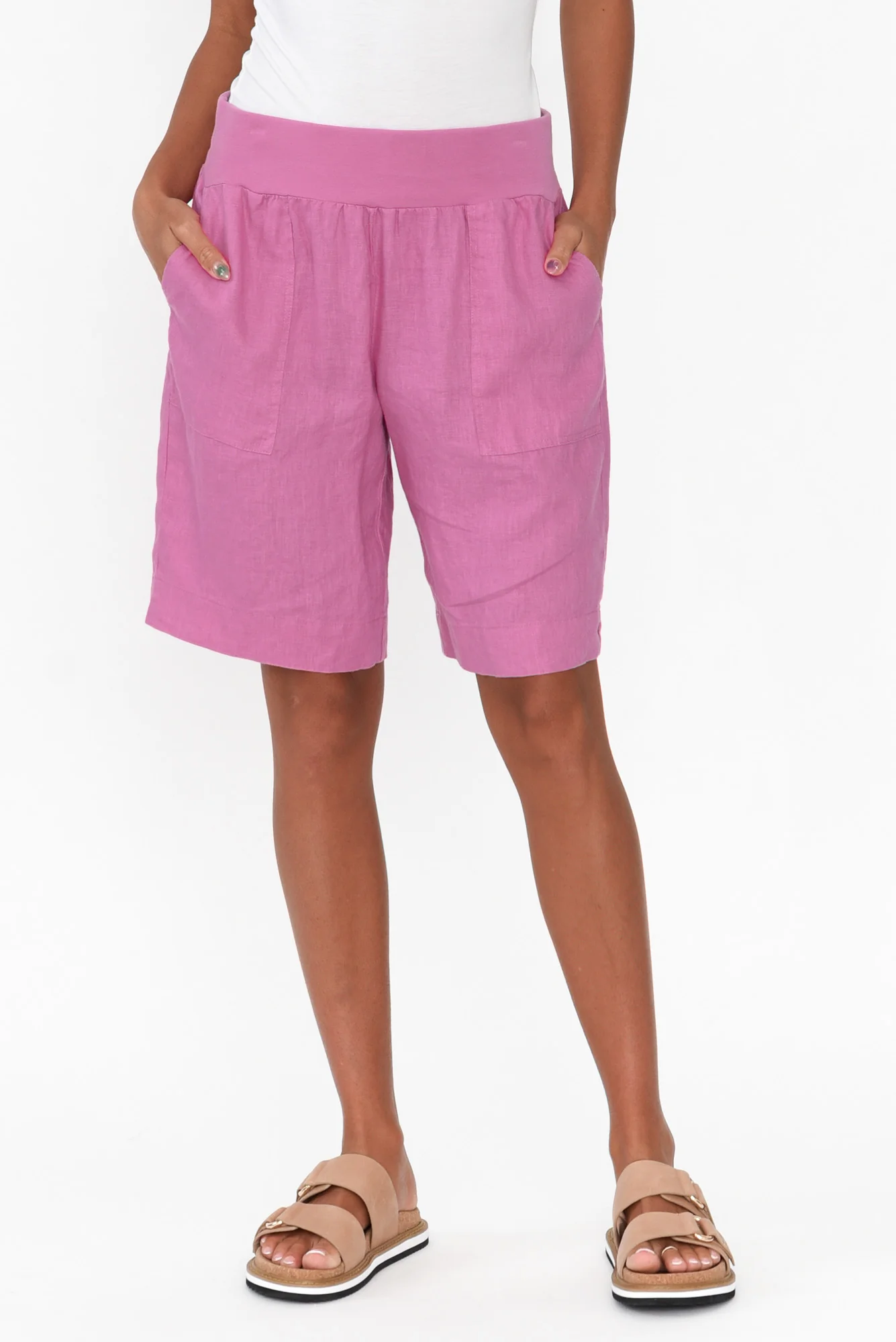 Aster Pink Linen Shorts