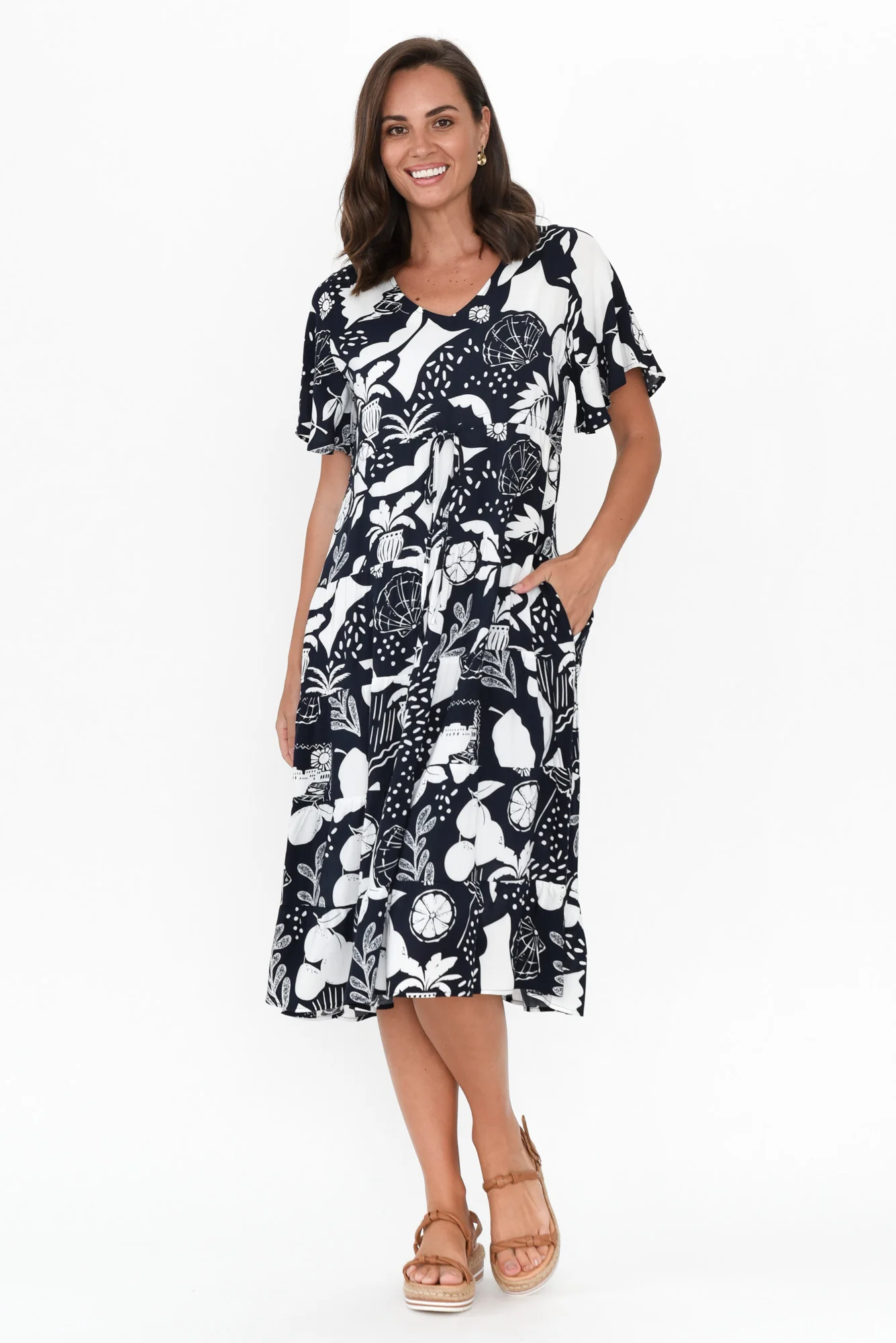 Belinda Navy Beach Tier Dress