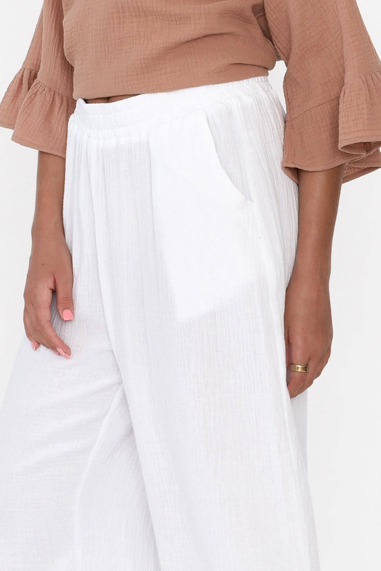 Indila White Cotton Pants