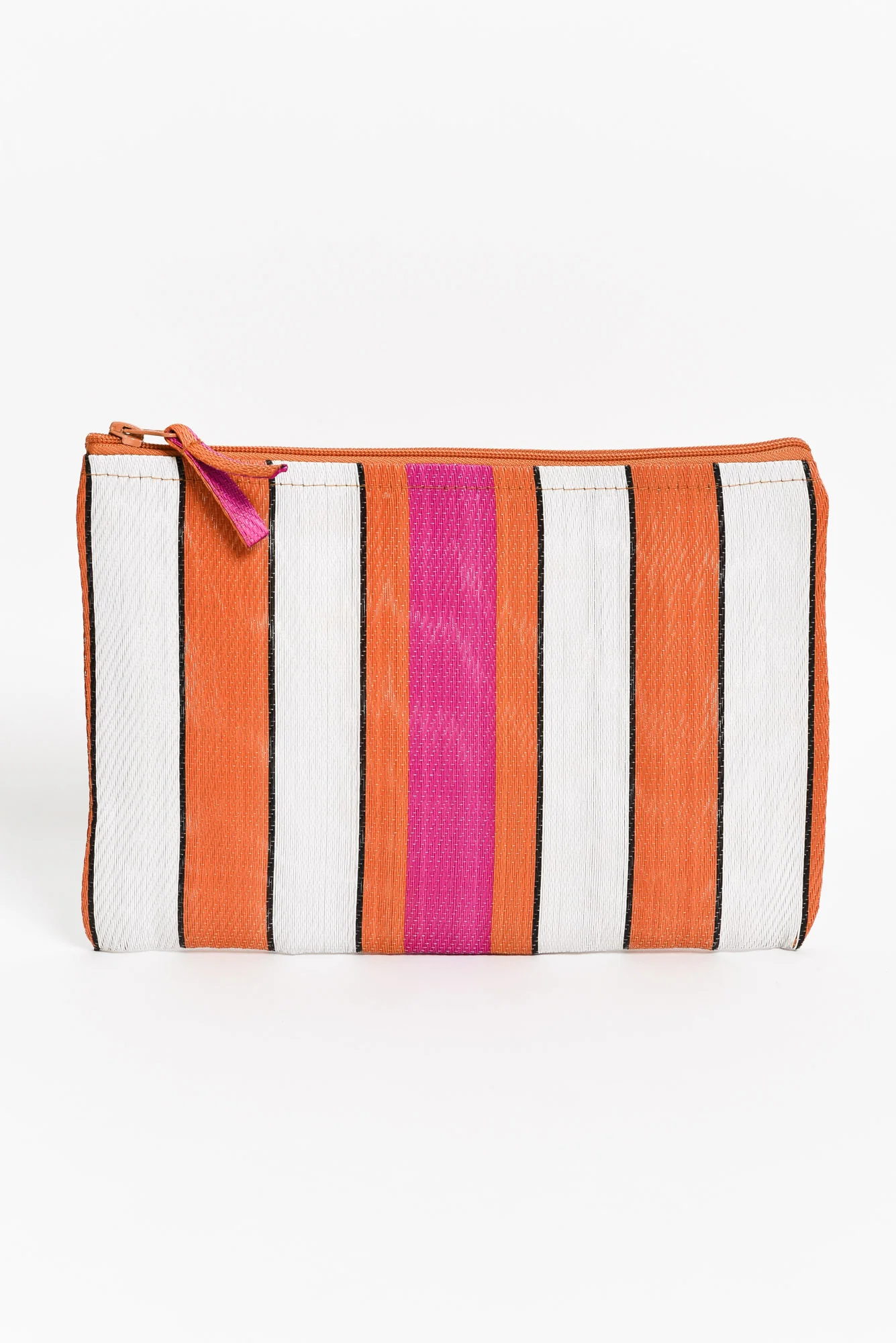 Leeca Orange Stripe Zip Pouch