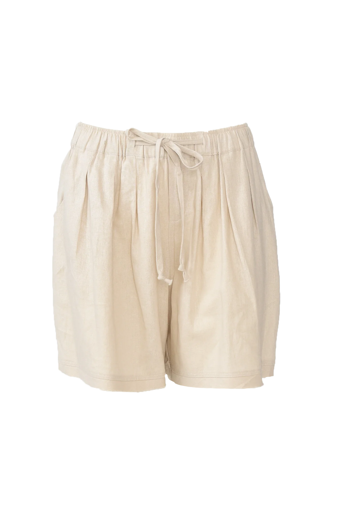 Ashlyn Beige Linen Blend Shorts