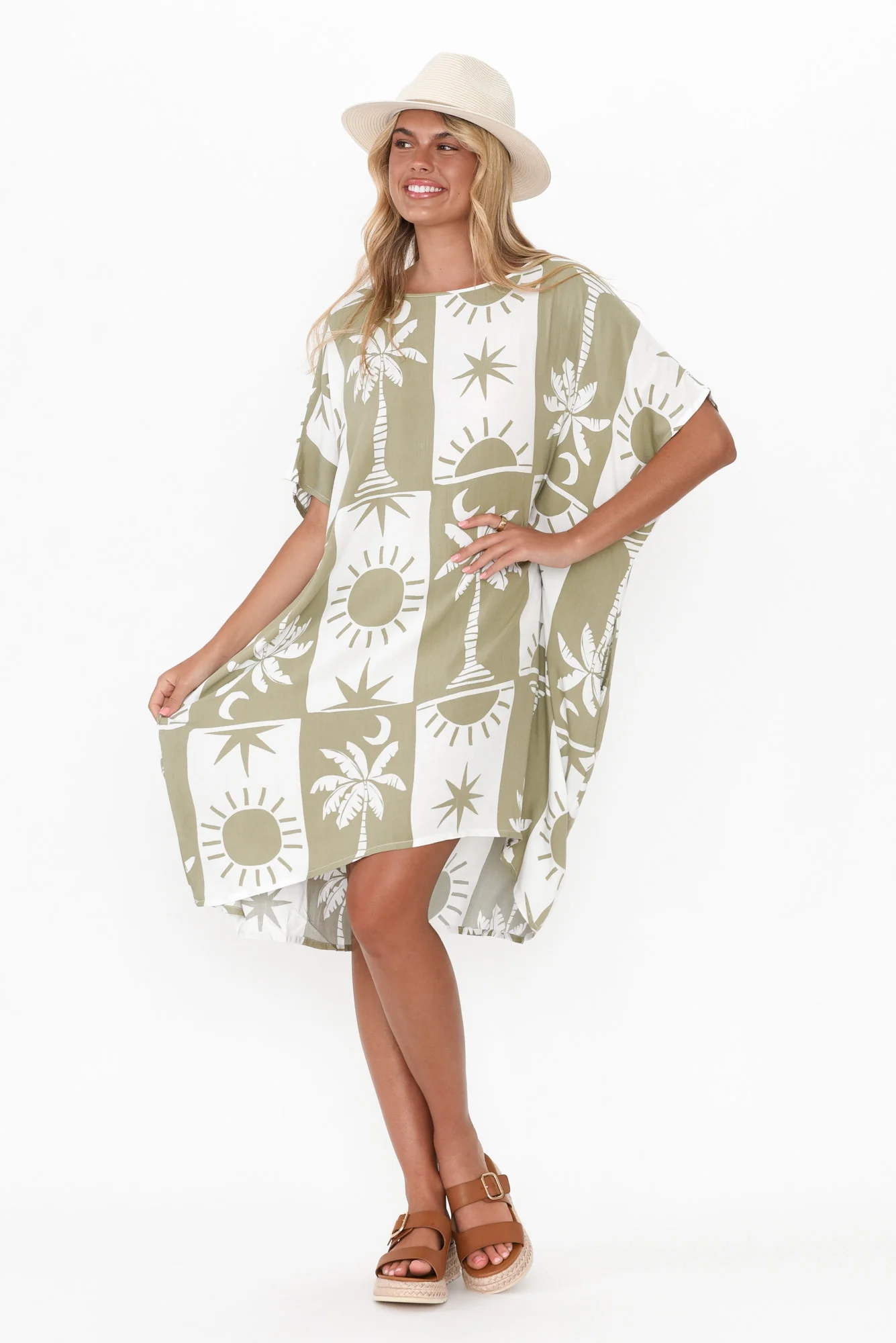 Fenway Khaki Palm Dress