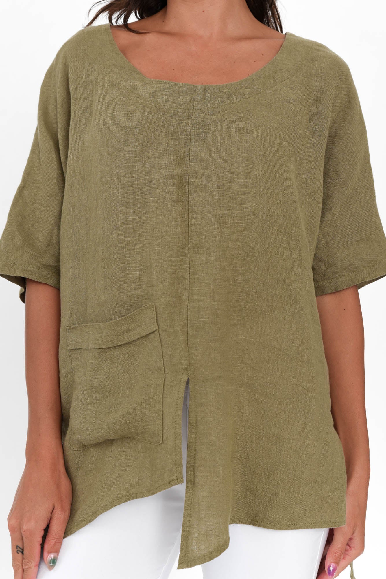 Sura Khaki Linen Top