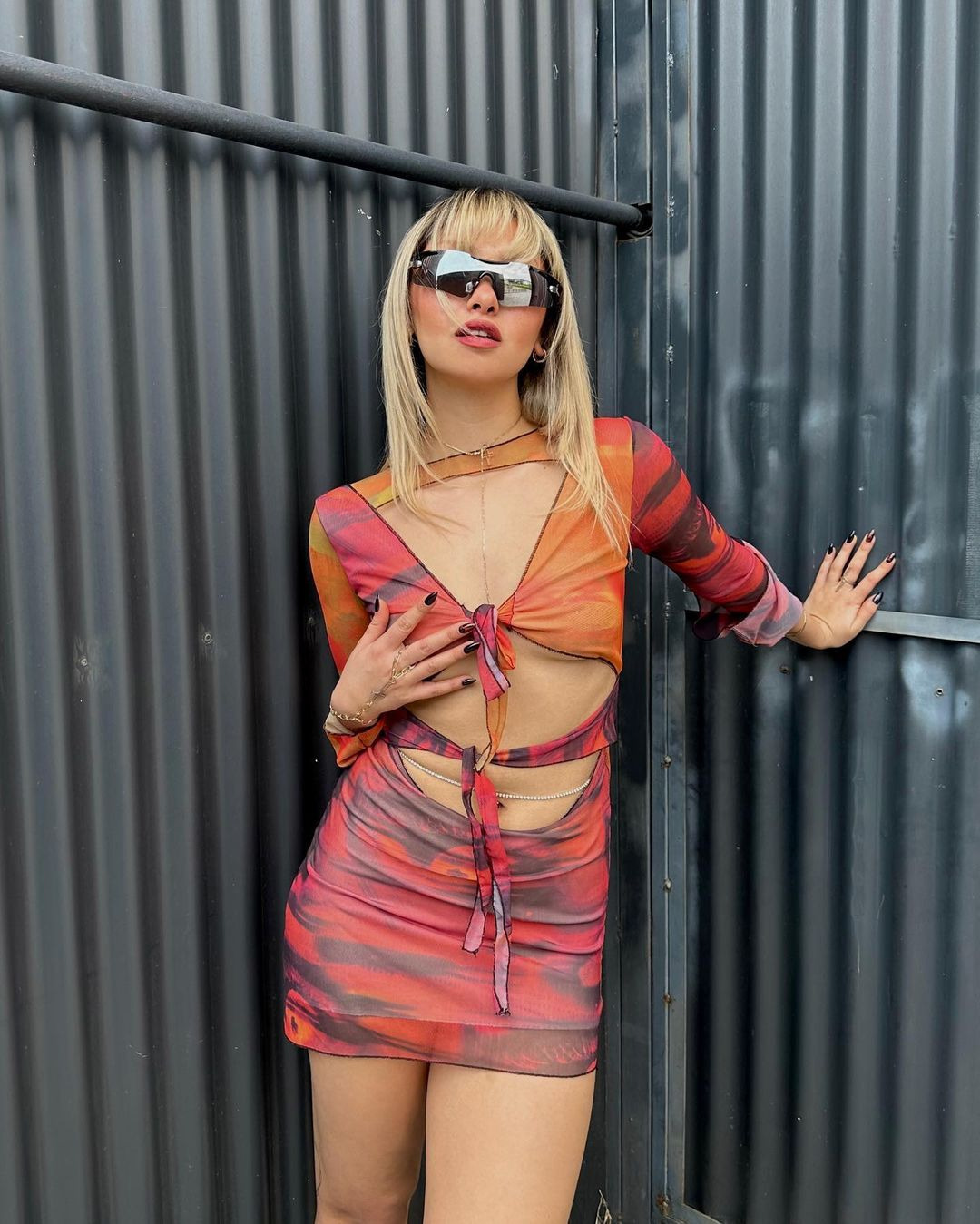 Printed Sexy Long Sleeve Wrap Hip Tie Dresses