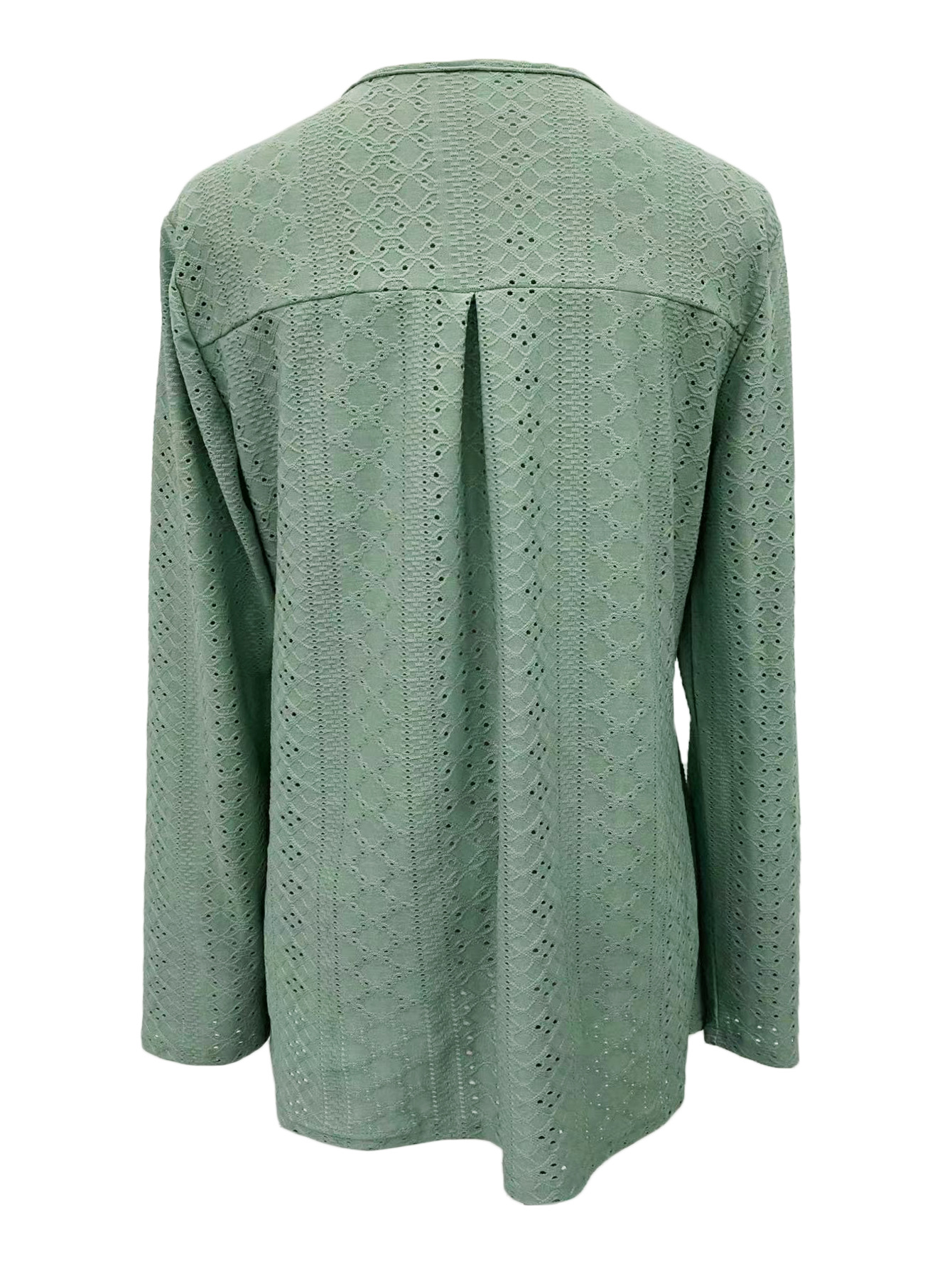 Solid Color Jacquard Zipper Long Sleeve T-Shirt Top
