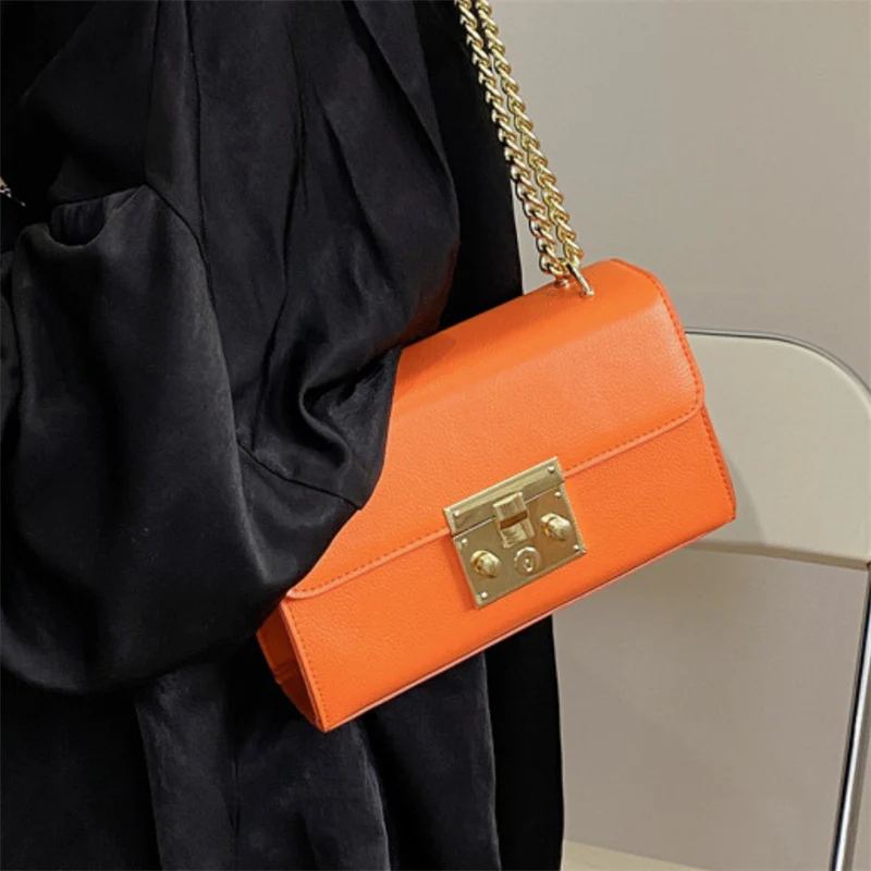 Fashion Casual Solid Patchwork Chains Shoulder Bag