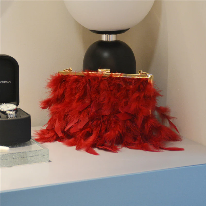 Daily Party Patchwork Feathers Chains Pearl Bags