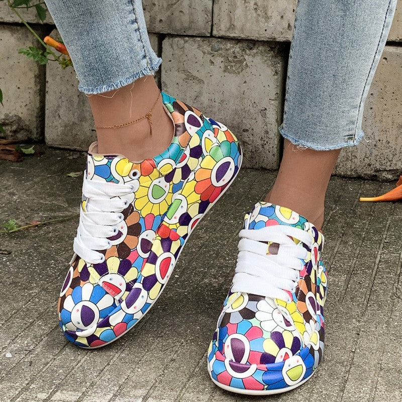 Casual Sportswear Daily Patchwork Printing Round Comfortable Out Door Sport Shoes