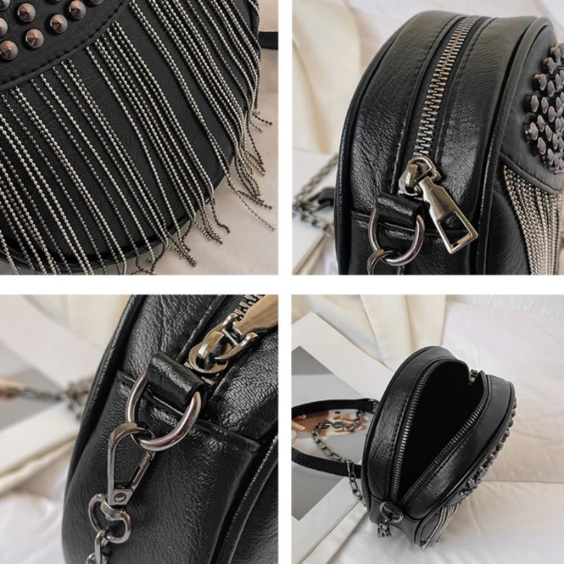 Casual Patchwork Tassel Rivets Bags