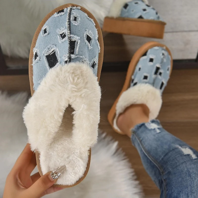 Casual Living Patchwork Round Keep Warm Comfortable Shoes