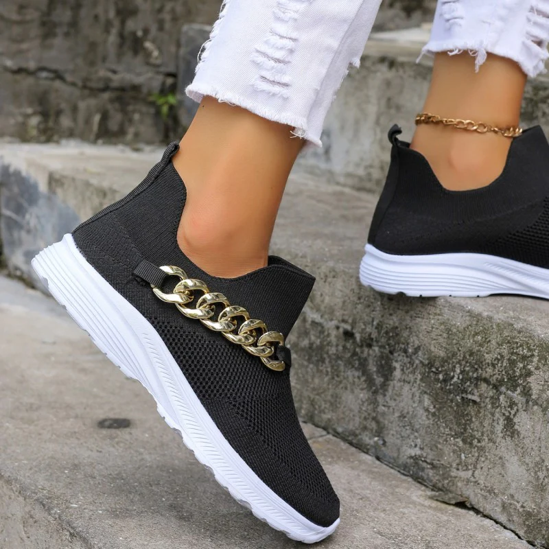 Casual Sportswear Daily Patchwork Metal Accessories Decoration Solid Color Round Comfortable Shoes