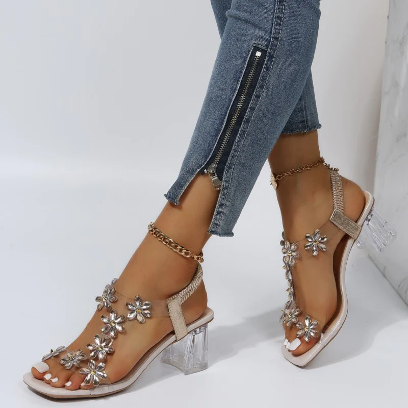 Casual Daily Patchwork Rhinestone Square Comfortable Out Door Wedges Shoes