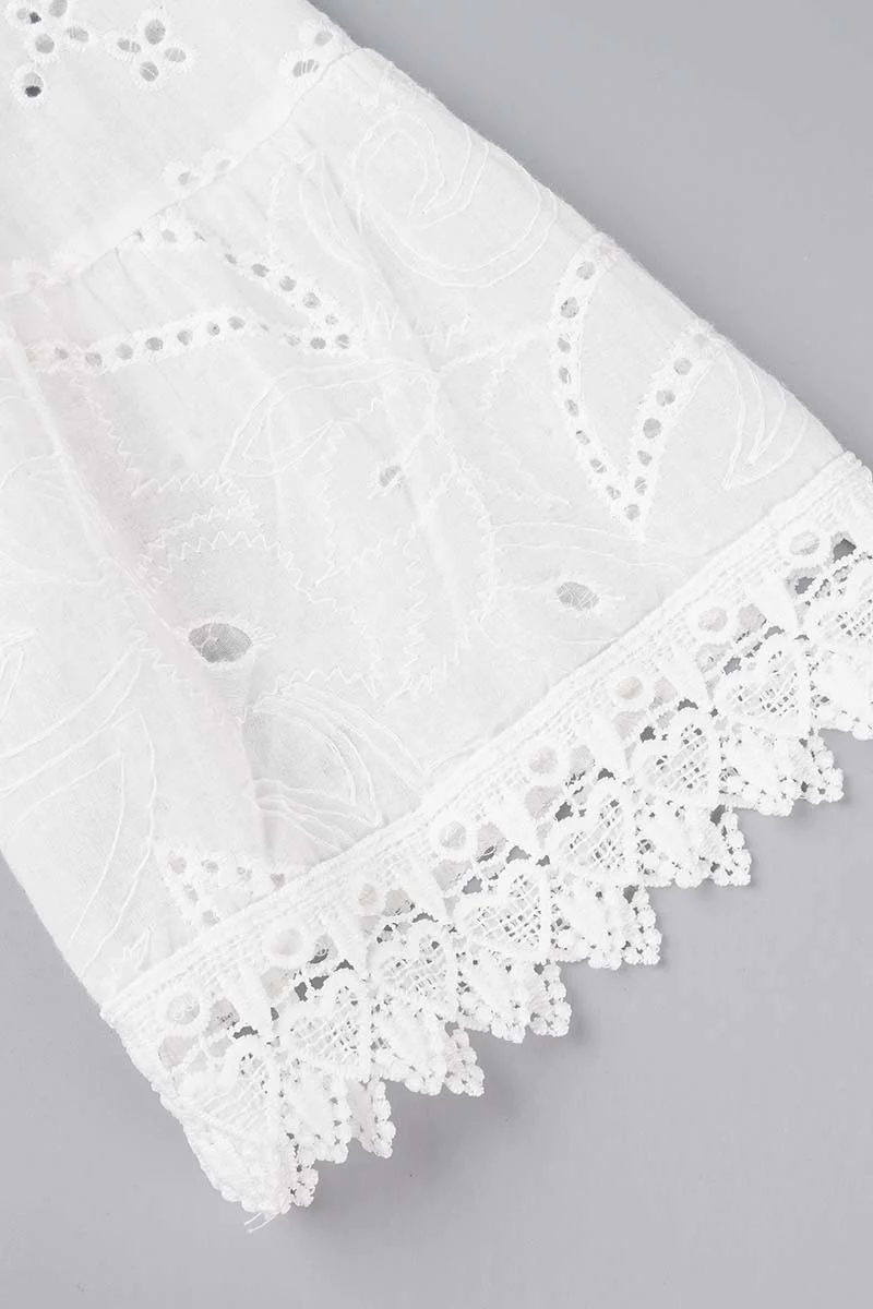 Sweet Elegant Solid Tassel Embroidered Hollowed Out V Neck A Line Dresses