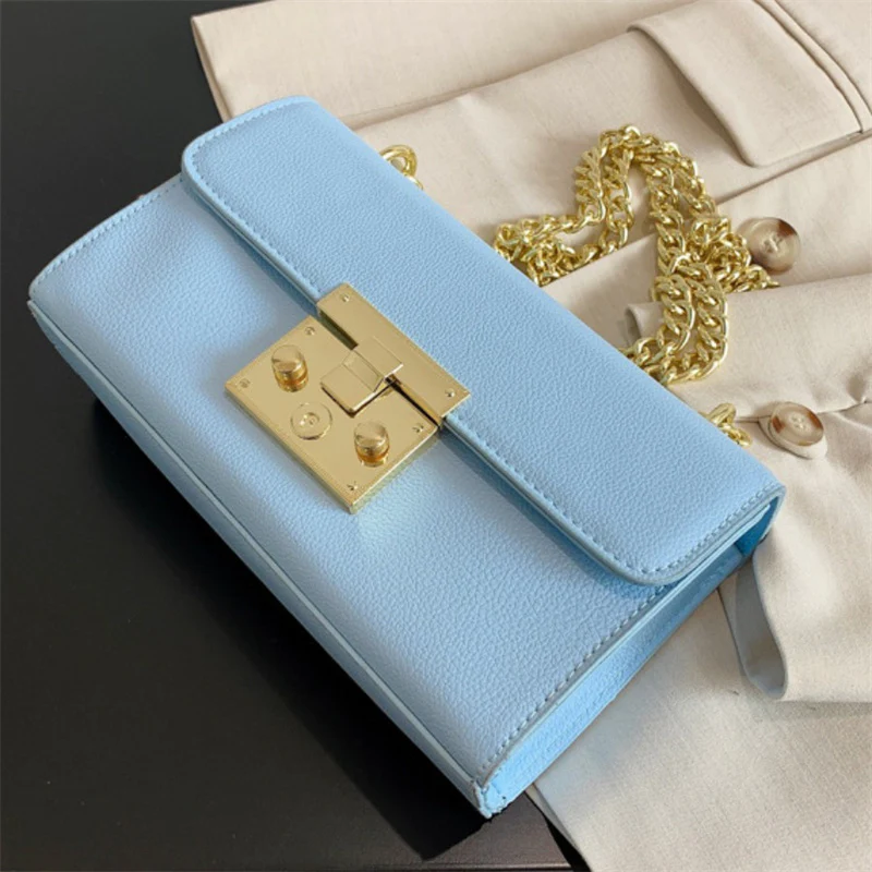 Fashion Casual Solid Patchwork Chains Shoulder Bag
