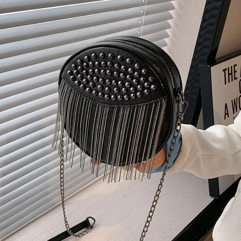 Casual Patchwork Tassel Rivets Bags