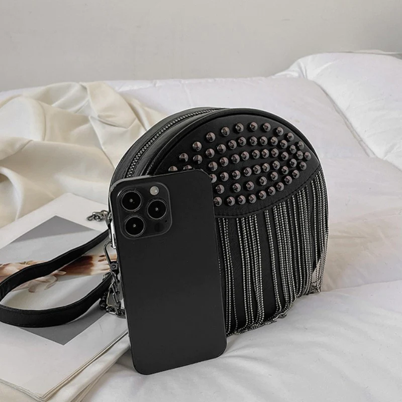 Casual Patchwork Tassel Rivets Bags