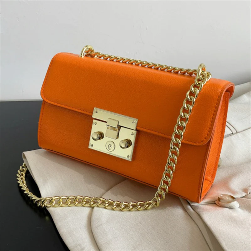 Fashion Casual Solid Patchwork Chains Shoulder Bag