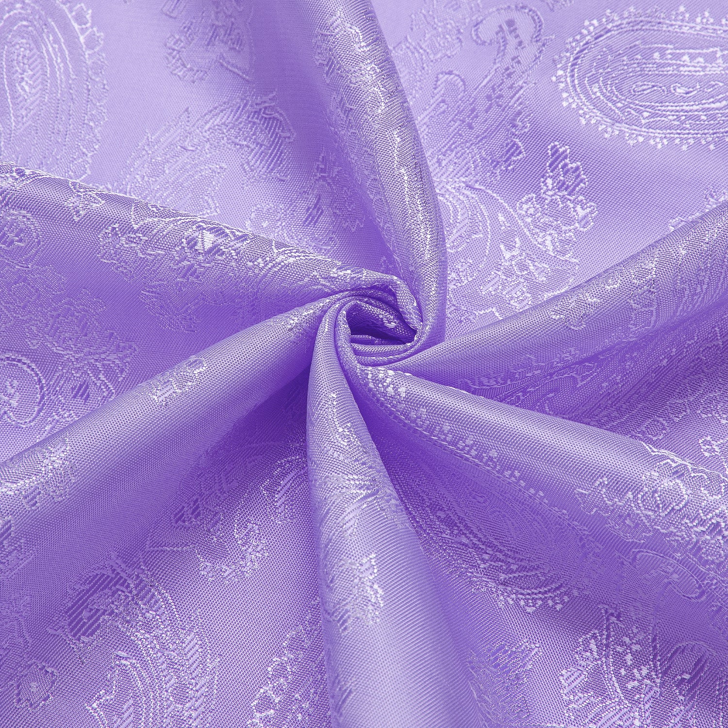 Lilac Purple Paisley Satin Men's Long Sleeve Shirt