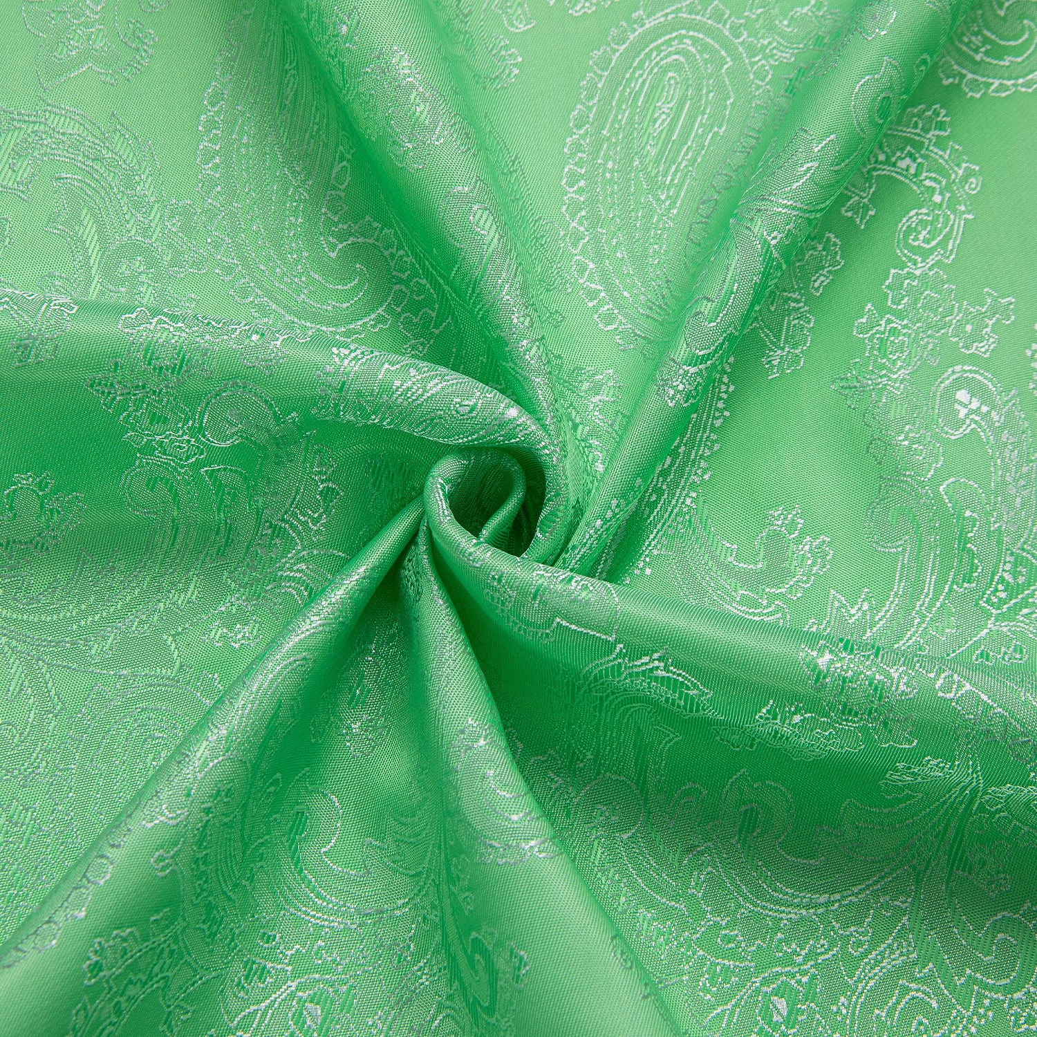 New Fluorescent Green Paisley Silk Men's Short Sleeve Shirt