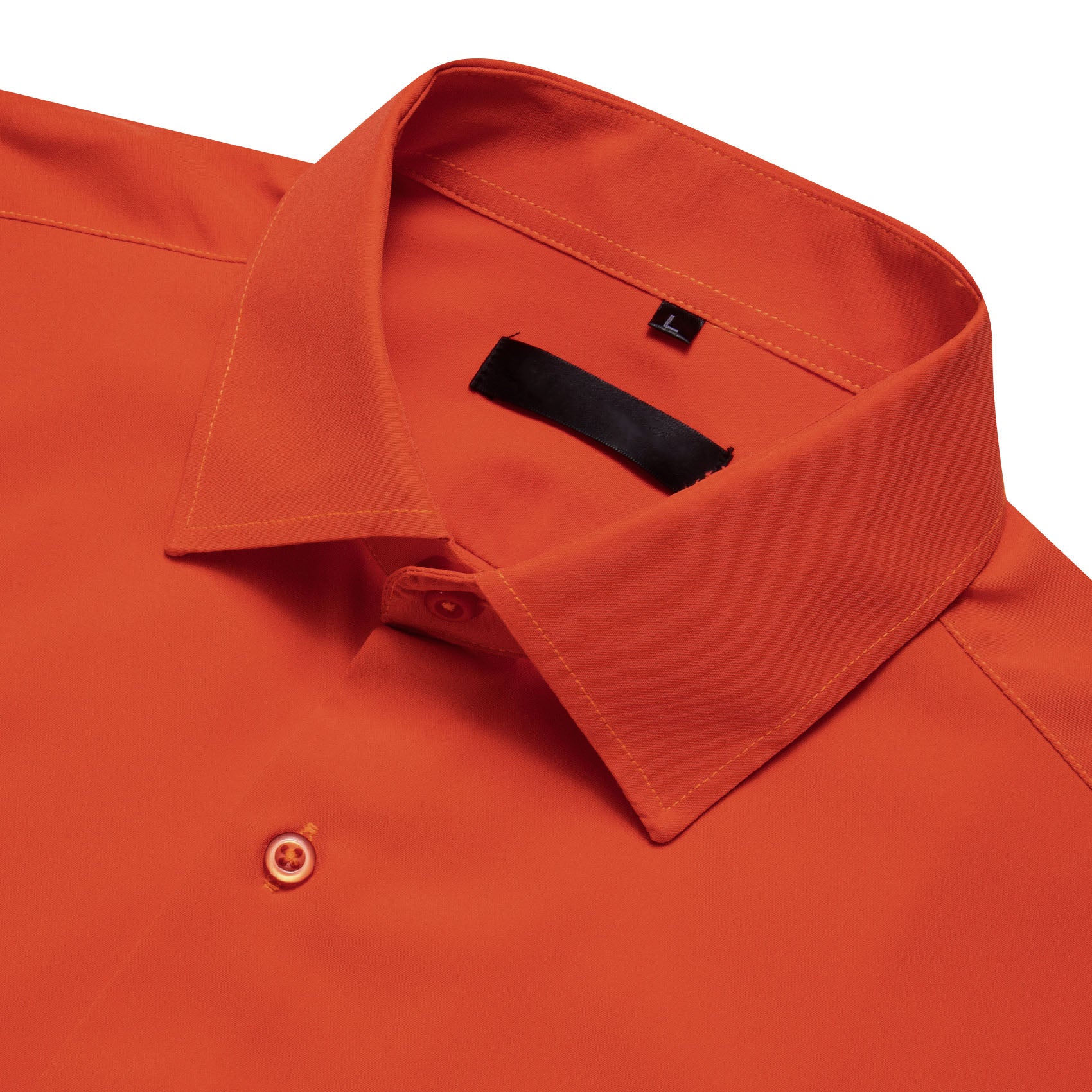 Orange Red Solid Silk Men's Long Sleeve Shirt