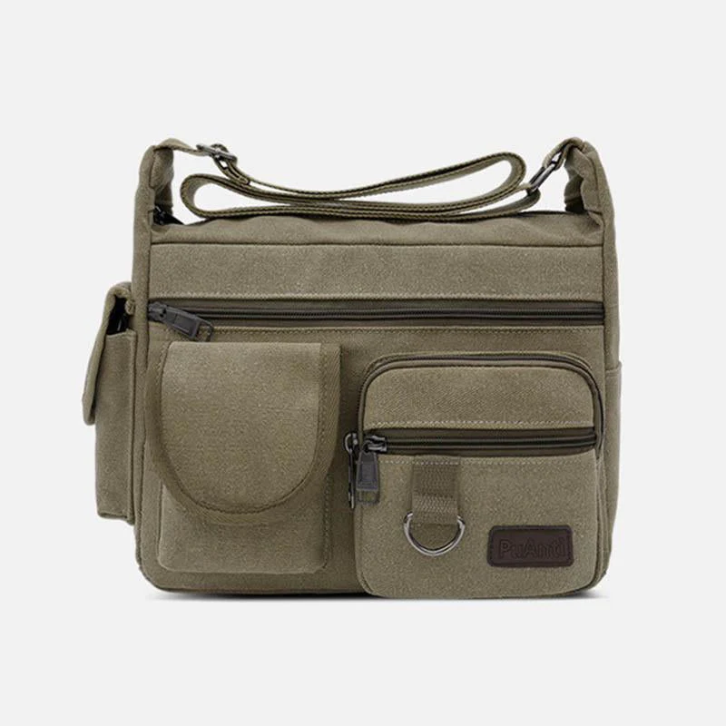 Canvas Multi-Pocket Retro Large Crossbody Bag