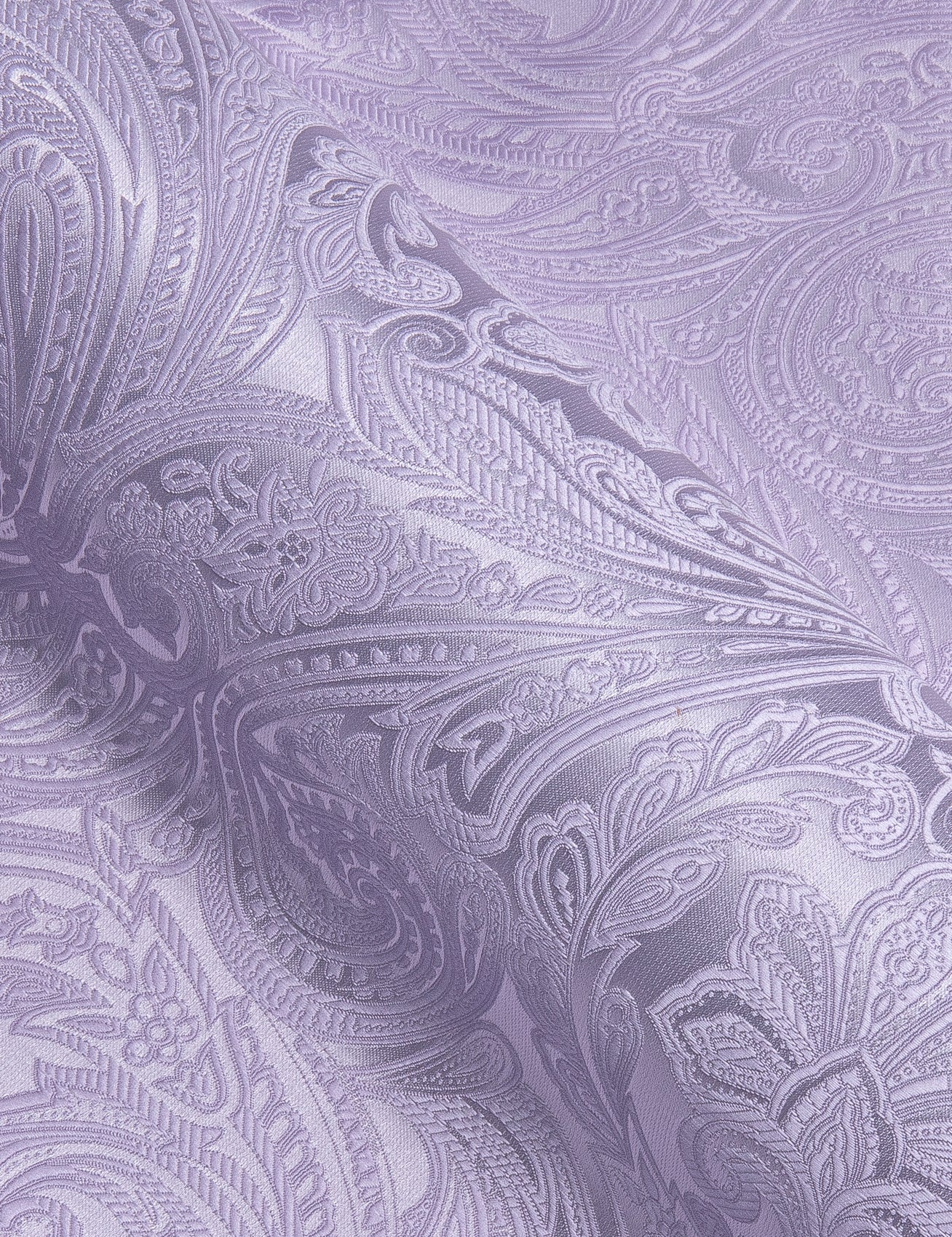 Light Purple Paisley Silk Men's Long Sleeve Shirt