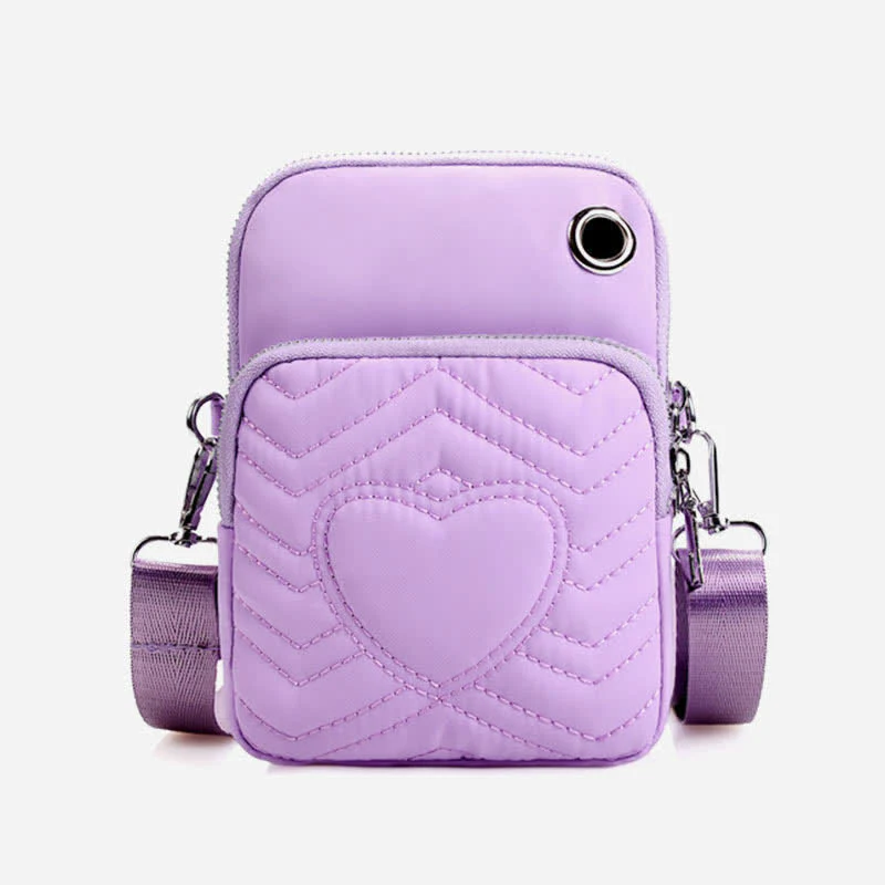 Double Compartment Cellphone Crossbody Mini Bag Lightweight Cute Shoulder Purses