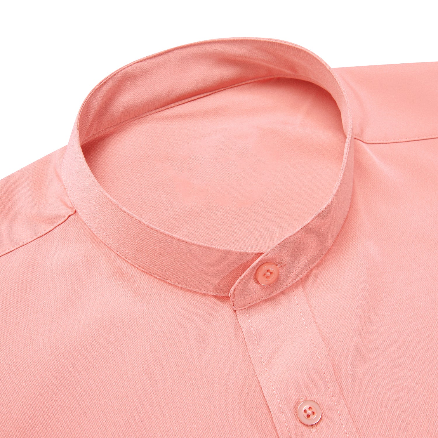 Coral Pink Solid Men's Long Sleeve Business Shirt
