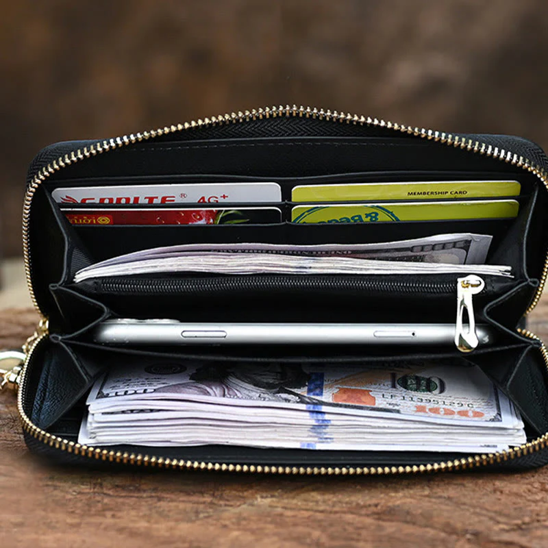 Wallet For Women Genuine Leather Retro Printing Large Capacity Purse